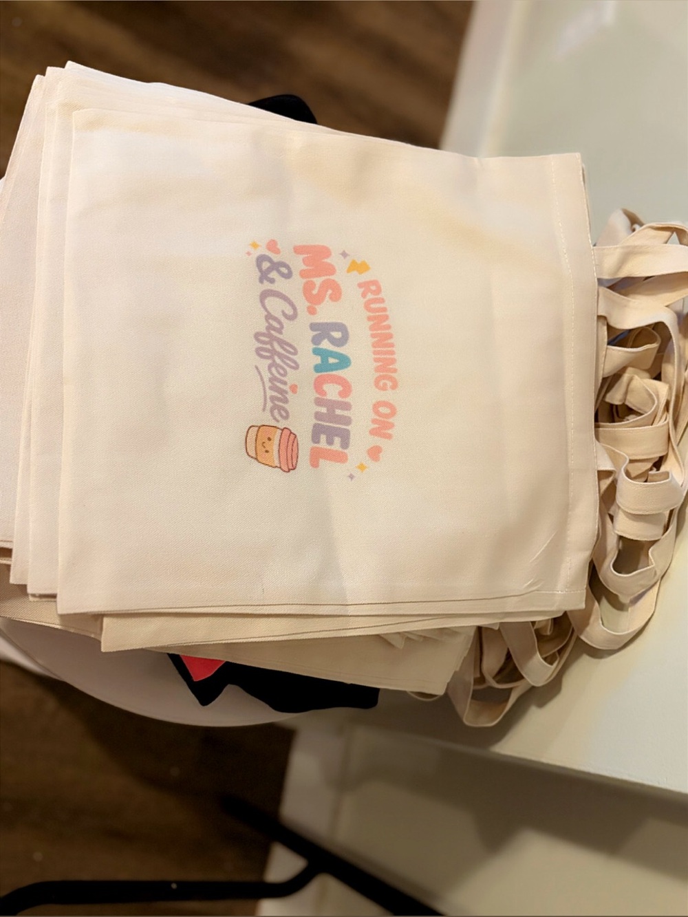 Ms. Rachel Cream Kids Tote Bag - 'Running on Ms. Rachel & Caffeine'